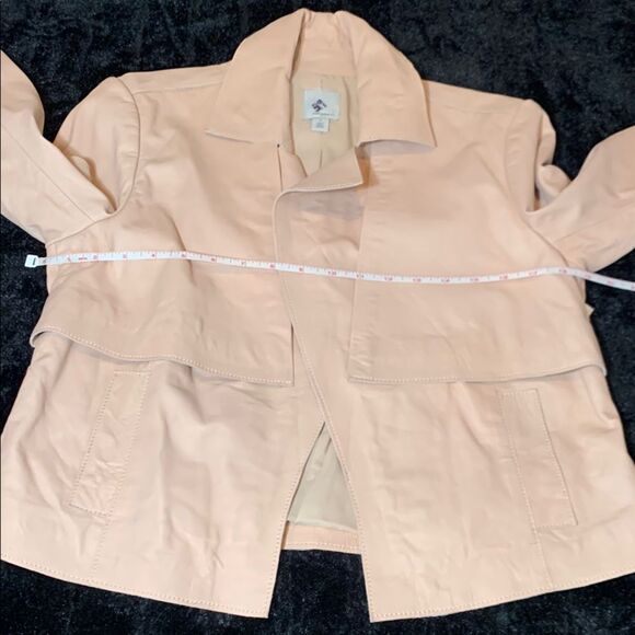 Women's Blush Pink Crop Leather Jacket by Halogen Size Medium - Picture 13 of 14